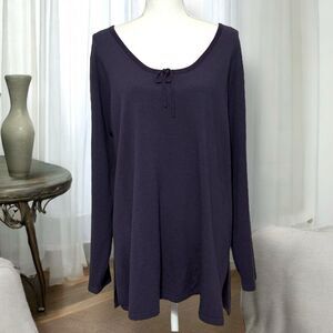 Venezia Jeans Vintage Eggplant Purple Tunic Sweater Scoop Neck Sz 22/24 3X
